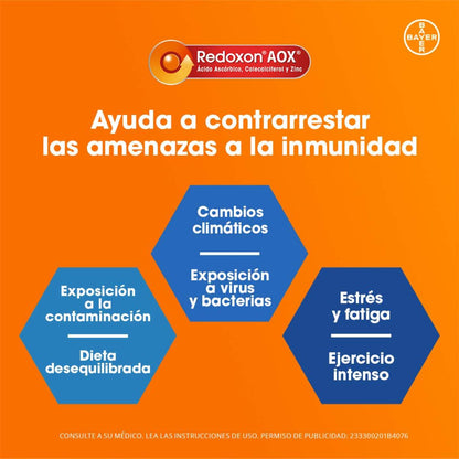 Redoxon AOX Multivitamínico con Vitamina C, Vitamina D y Zinc, Pack de 3 Unidades con 10 Tabletas Efervescentes, Naranja