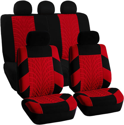FH GROUP FB071RED115 Car Seat Cover (Travel Master Airbag and Split Bench Compatible Red) - Juego completo - Red