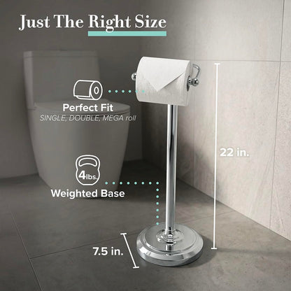 Gatco 1436C, Sujetador para papel Higienico en Pedestal, Chrome Large, 22 pulgadas