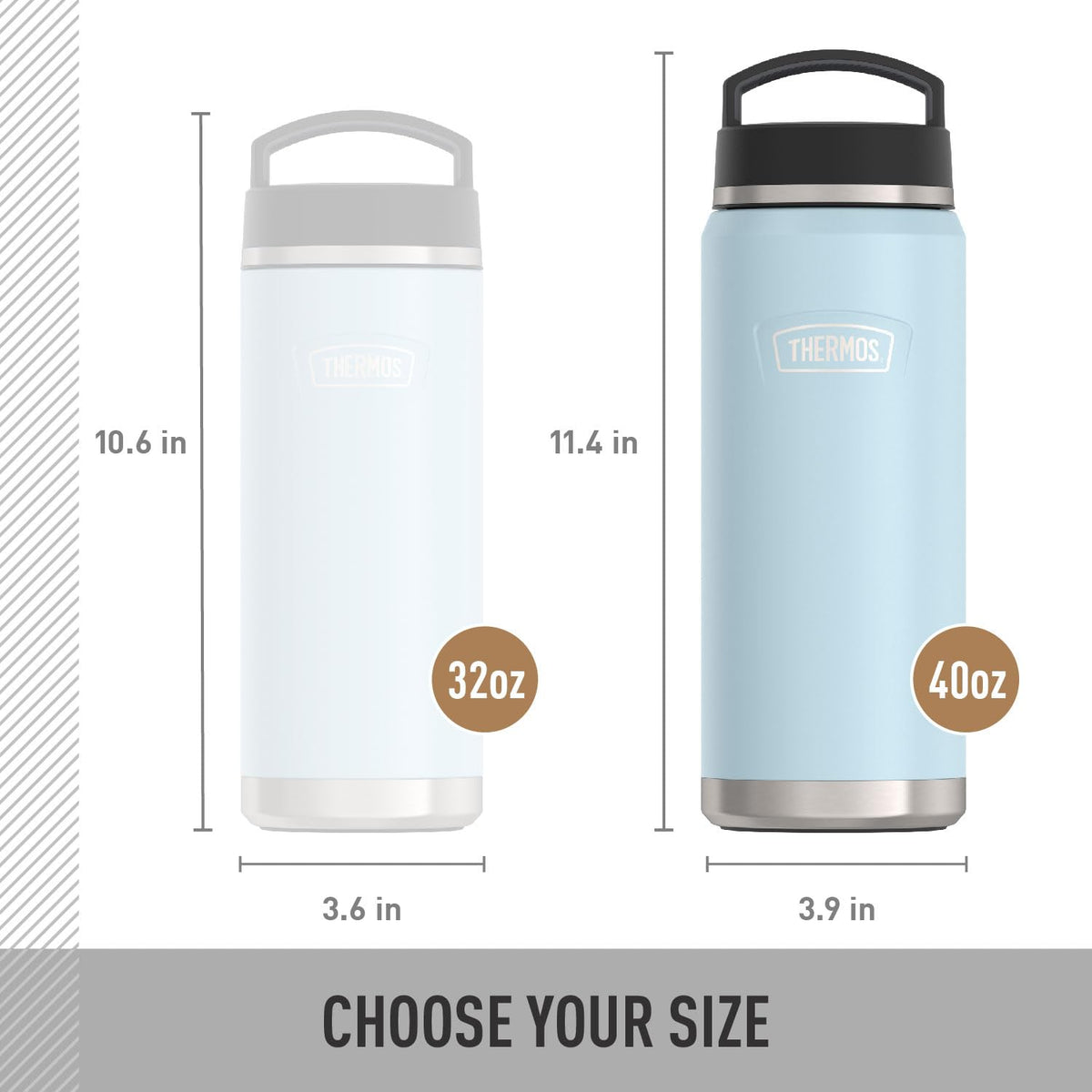 THERMOS ICON SERIES - Botella de agua con tapa de rosca - 40 onzas, glaciar, botella de agua aislada al aspiradora de acero inoxidable con tapa