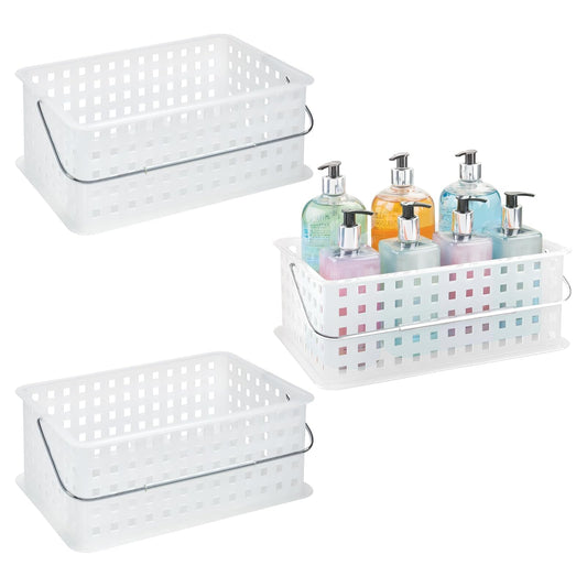 iDesign - Cesta de ducha portátil para recámara o baño, juego de 3 unidades, transparente/escarcha, fabricada en Estados Unidos