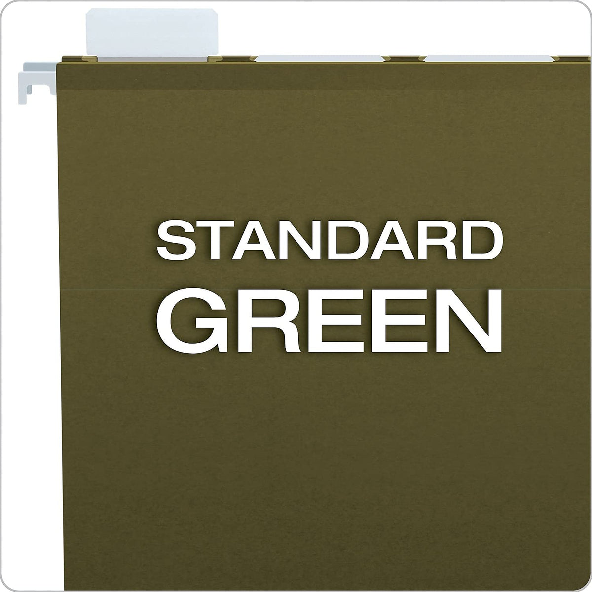 Pendaflex Ready-Tab Reinforced Hanging Folders with Lift Tab Technology, Letter Size, 5-Tab, Standard Green, 25 per Box (42590)