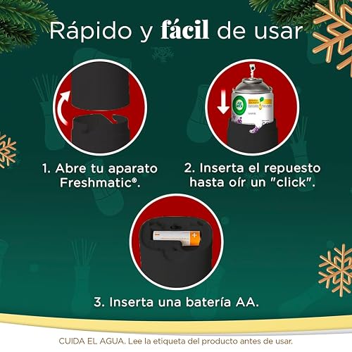 Air Wick Aromatizante Automático Freshmatic, Frutos Rojos, Difusor + 1 Repuesto de 250ml