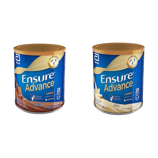 Ensure Advance Polvo Sabor Chocolate 400 g + Advance Vainilla en Polvo 400g, Alimentación Especializada