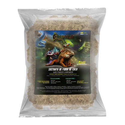 Lomas Reptilia Sustrato de Coco para Reptiles y Anfibios 50% Fibra 50% Polvillo Alta Retención de Humedad 8 litros