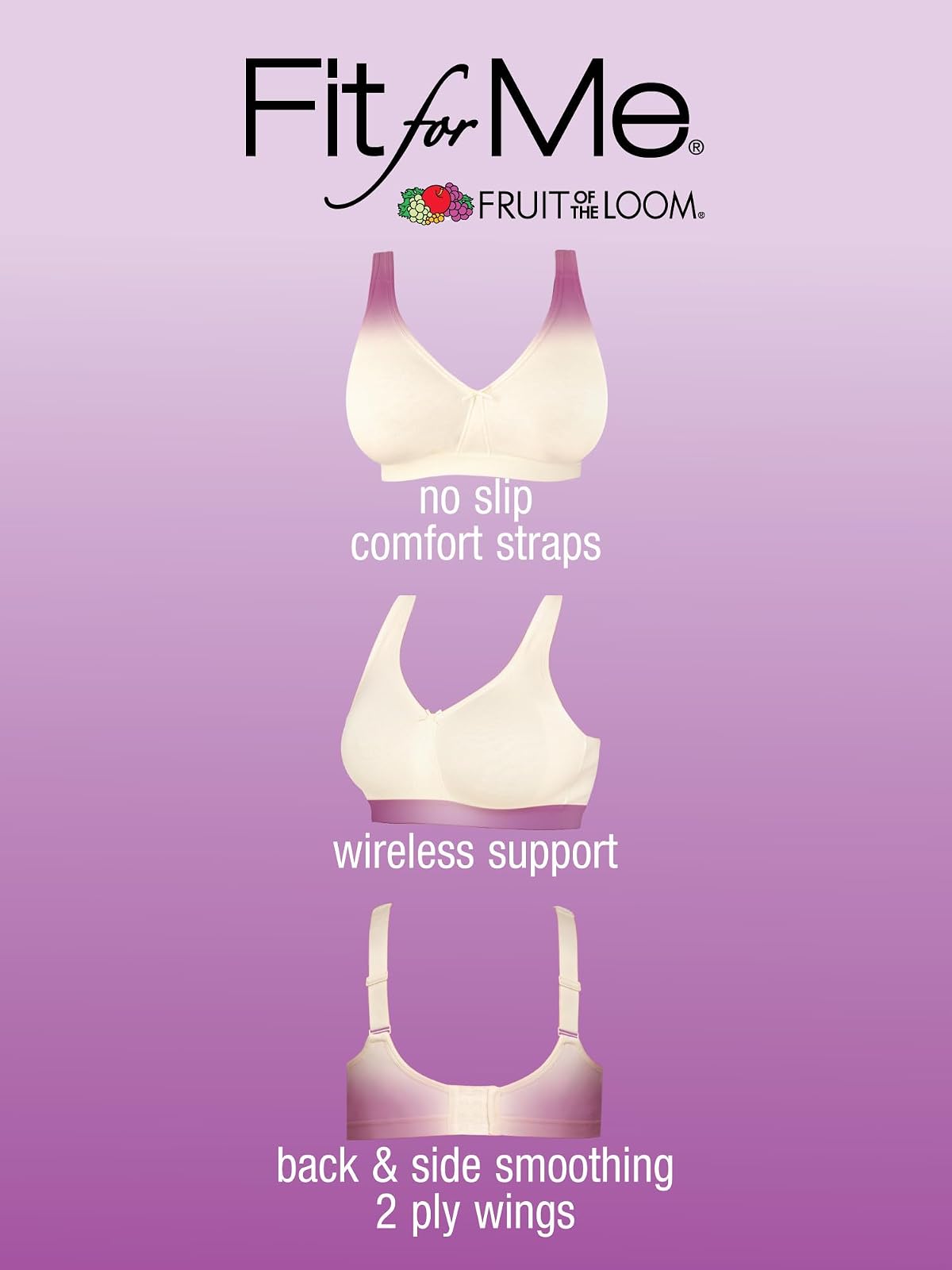 Fruit of The Loom Brasier de algodón sin Aros Suave Talla Grande Sujetador de Cobertura Completa para Mujer