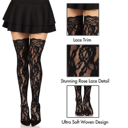 Leg Avenue - Muslo alto para mujer con encaje superior