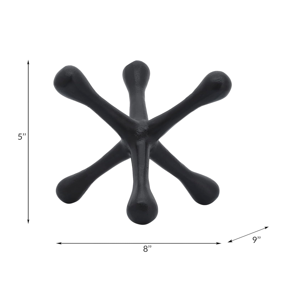 Sagebrook Home Escultura Abstracta de Metal Jacks para decoración de habitación, recámara u Oficina, Aluminio, Negro, 8 cm de Largo x 9 cm de Ancho x 5 cm de Alto