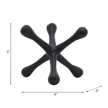Sagebrook Home Escultura Abstracta de Metal Jacks para decoración de habitación, recámara u Oficina, Aluminio, Negro, 8 cm de Largo x 9 cm de Ancho x 5 cm de Alto