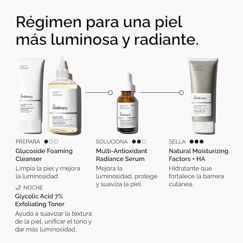 The Ordinary Multi-Antioxidant Radiance Serum, Suero Antioxidante — Suero facial con vitamina C para iluminar y proteger la piel de los estresores ambientales, 30ml