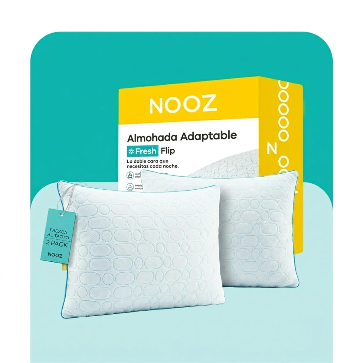 Nooz Pack de 2 Almohadas Adaptables de Memory Foam - Adaptable Fresh - Estándar