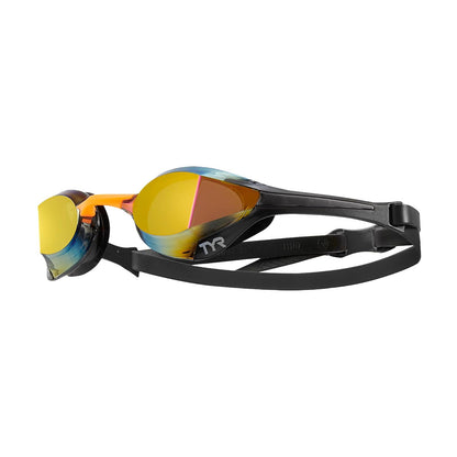 TYR Tracer-X Elite Racing Swim Goggles - Dorado - Naranja Espejo