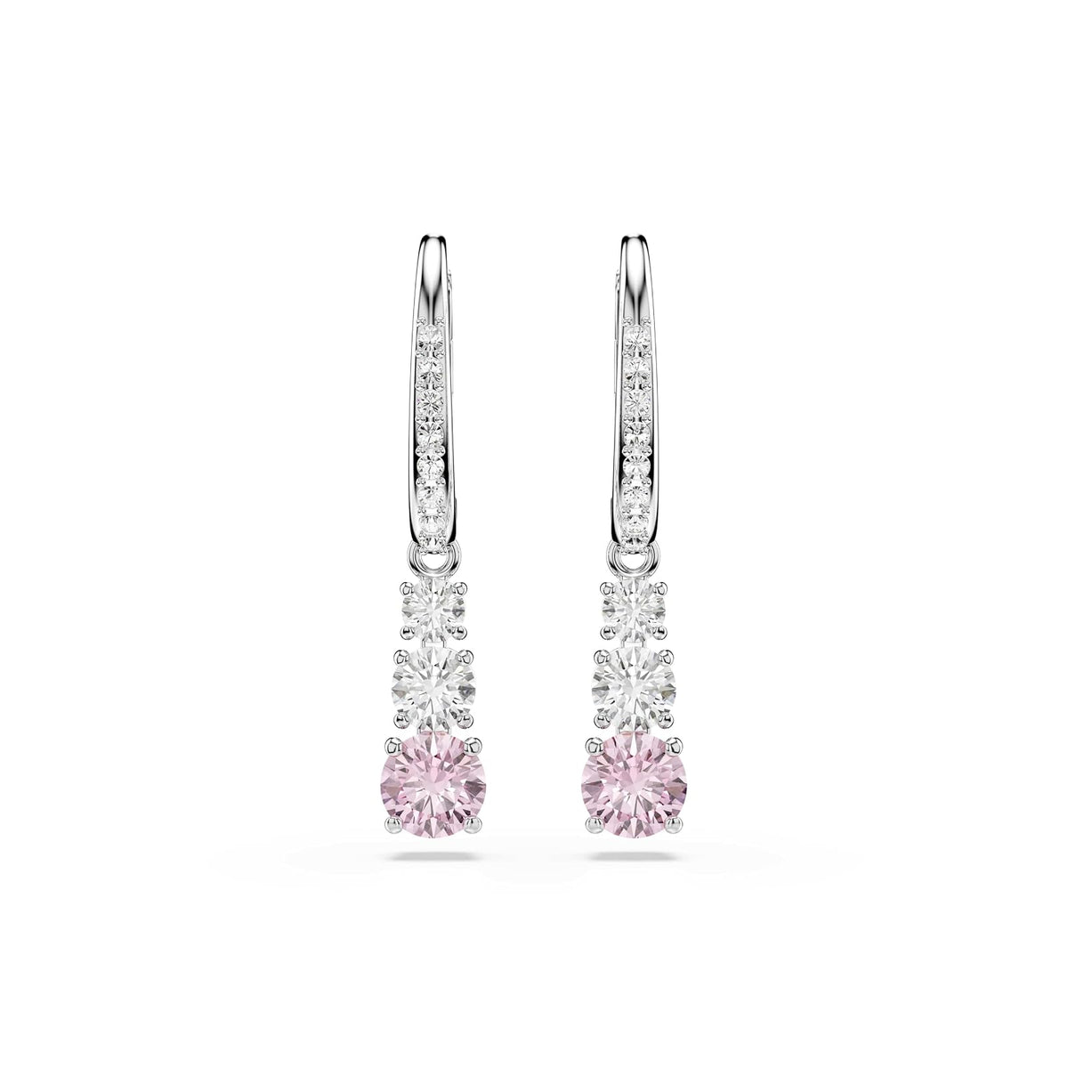 Swarovski Aretes Stilla Attract, Talla redonda, Rosas, Baño de rodio