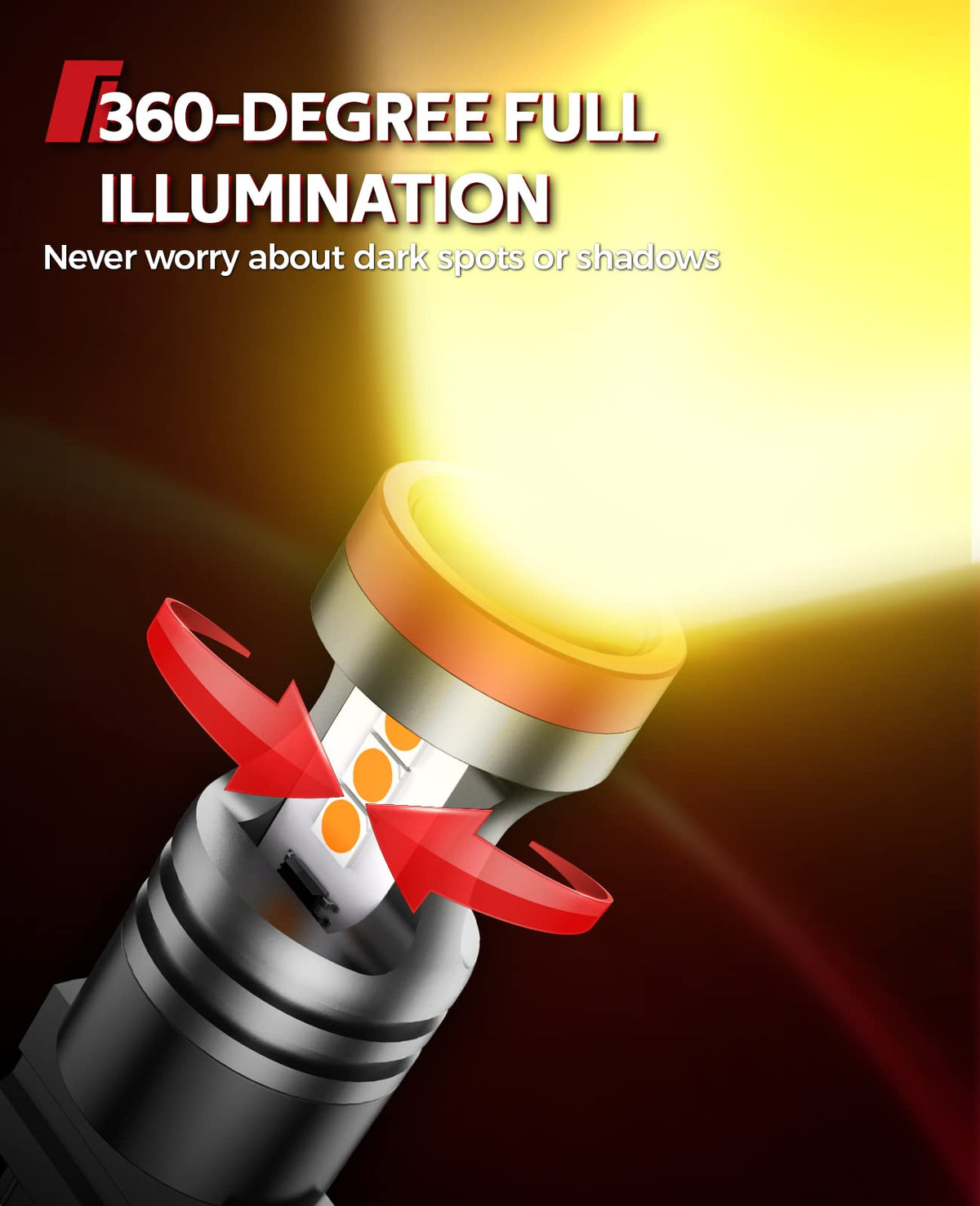 Torchbeam 3157 LED Bulbs, Amber Yellow LED Turn Signal Lights Bulbs, 400% Brighter 3156 3057 3457 4157 LED Bulb with Projector Replacement for Directional Blinker Parking Side Marker Lights