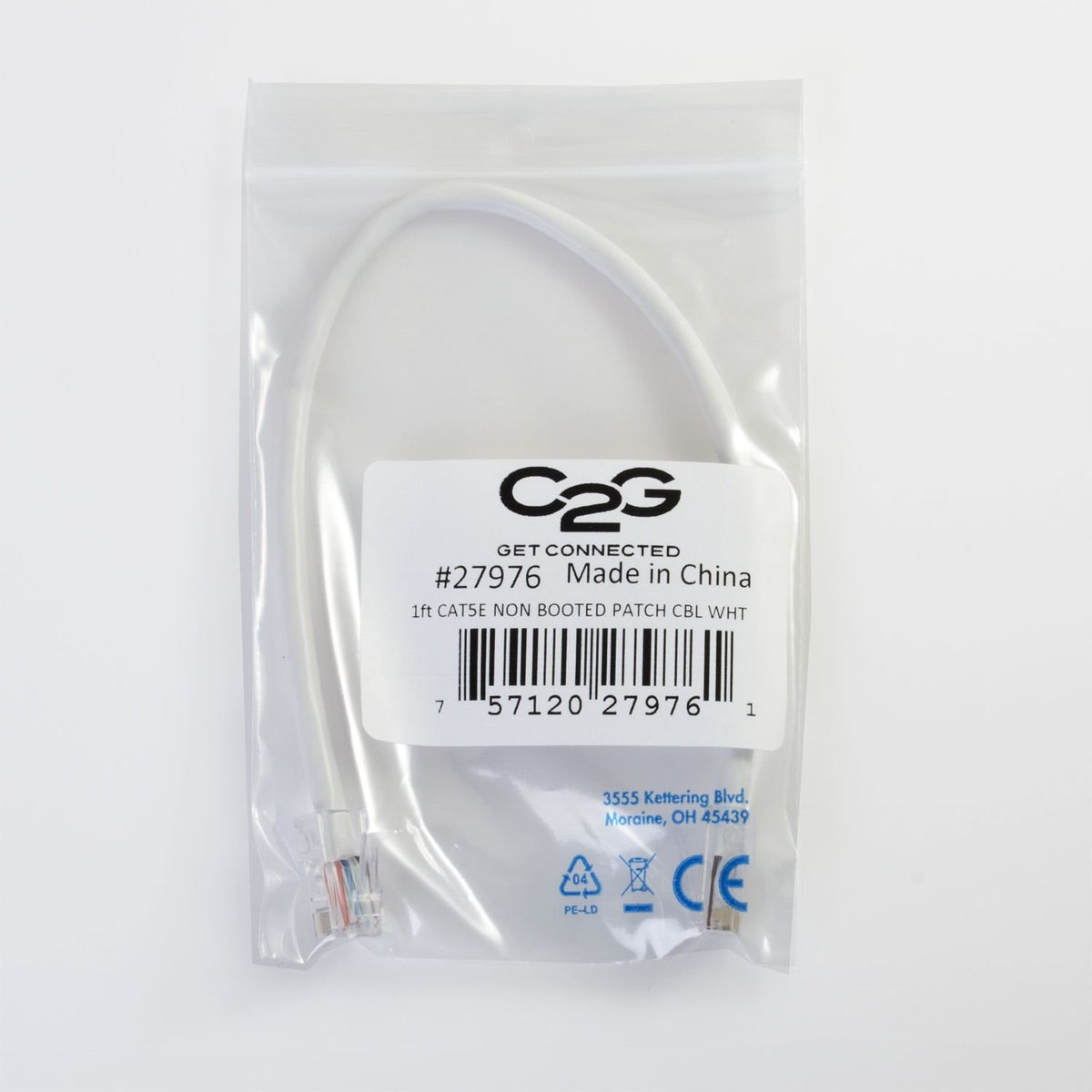 C2G / Cables to Go 00616 Cat5E Non-Booted Patch Cable, White (150 Feet/45.72 Meters)