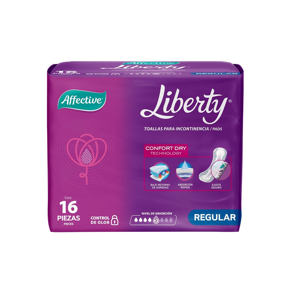 Affective Liberty Toallas para Incontinencia Femenina, Talla Mediano, 192 Piezas