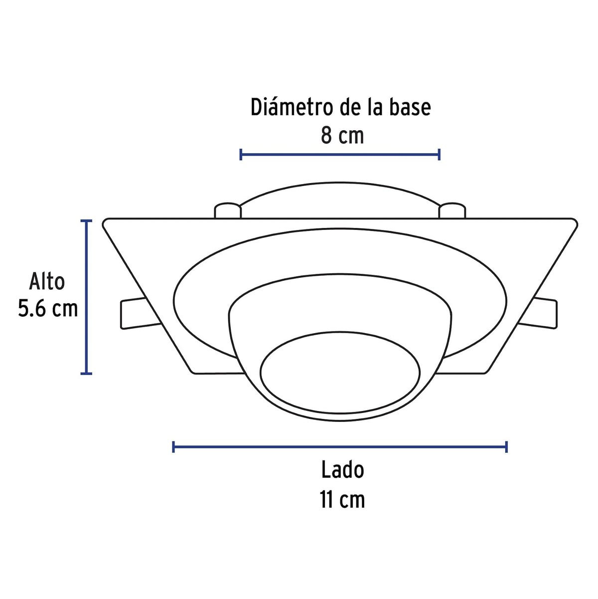 Volteck Lait EMP-116S, Luminario empotrable cuadrado blanco spot esférico, lámpara no incluida