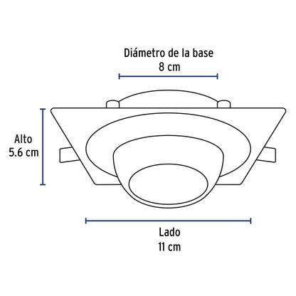 Volteck Lait EMP-116S, Luminario empotrable cuadrado blanco spot esférico, lámpara no incluida