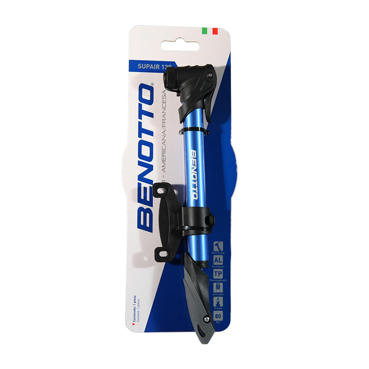 Benotto Bomba SUPAIR 130 Mini Aluminio V.A/V.F (Conector Inteligente) 80 PSI