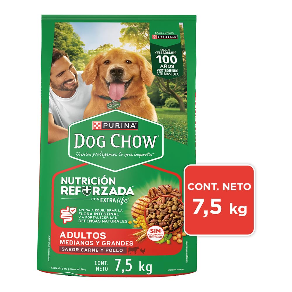 Purina Dog Chow Adulto Raza Medina y Grande Sabor Carne y Pollo 7.5Kg