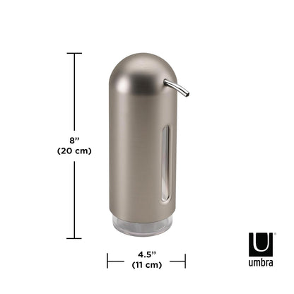 Umbra | Dispensador de Jabón Moderno, Acabado en Níquel