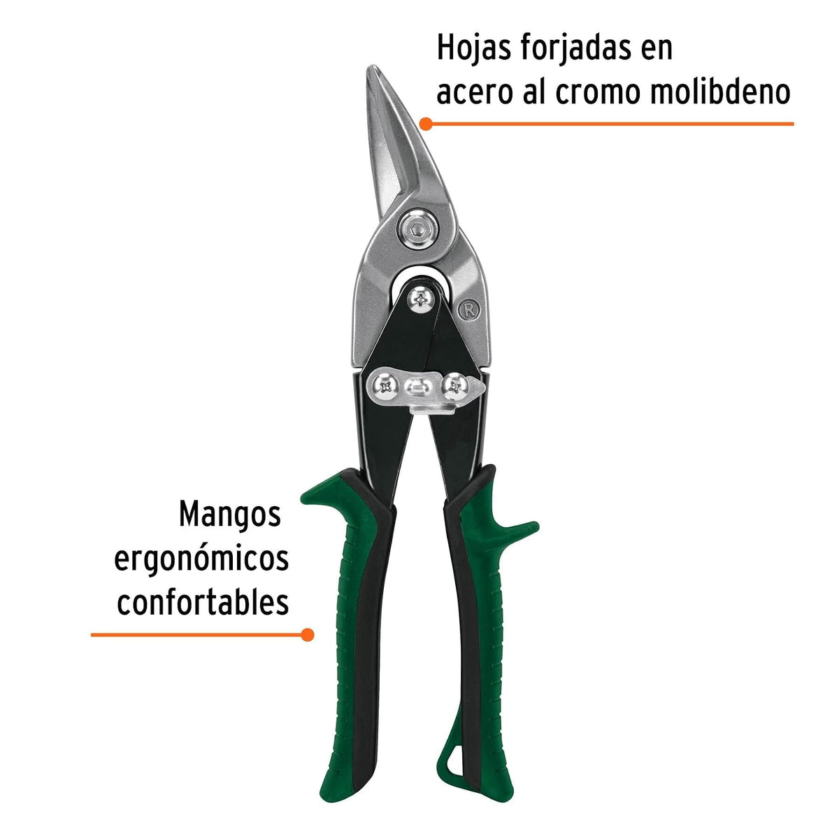 Truper TAV-D, Tijera de aviación en acero al carbono, derecha