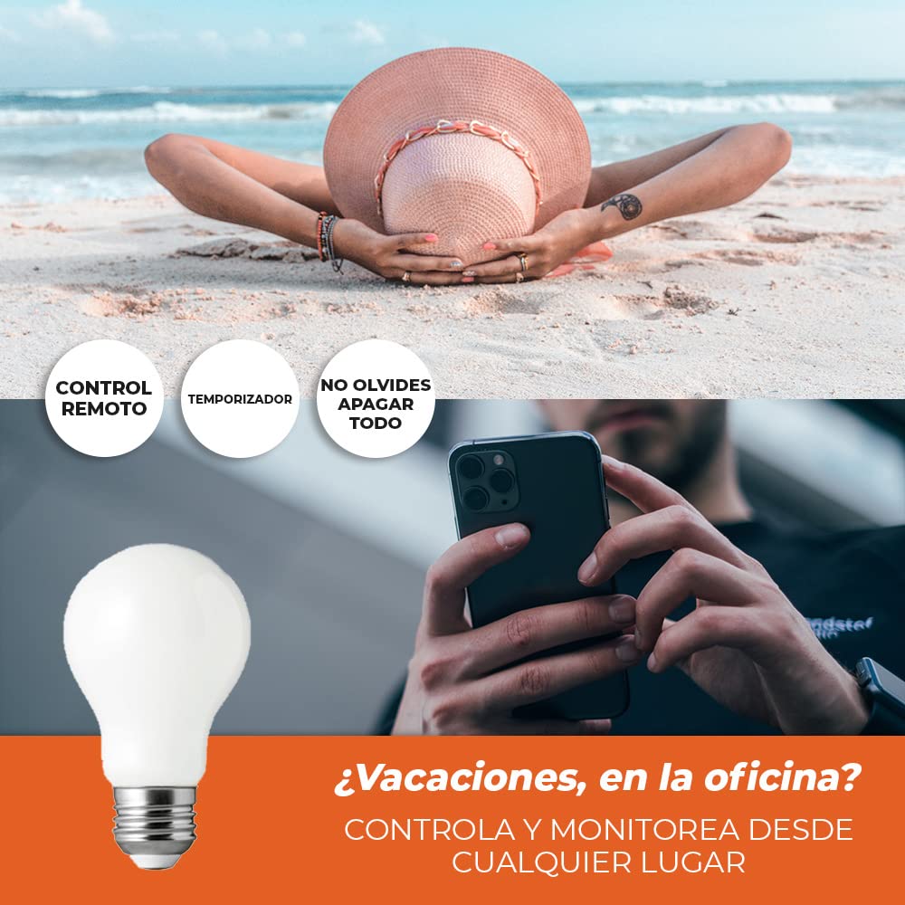 Tecnolite Connect Foco LED Inteligente Filamento A19 WiFi 5.5W - Luz Blanca Dinámica, Atenuable, Bombilla Compatible con Alexa, Google Assistant, Atajos de Siri y App móvil