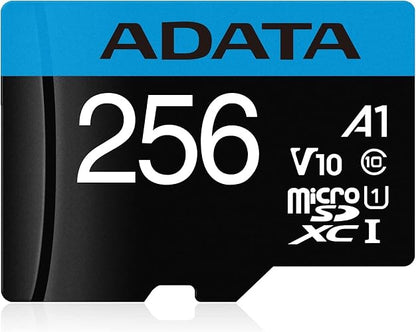 ADATA 256 GB Tarjeta de Memoria Micro SDXC con Adaptador Color Negro con Azul A1 (Clase 10)