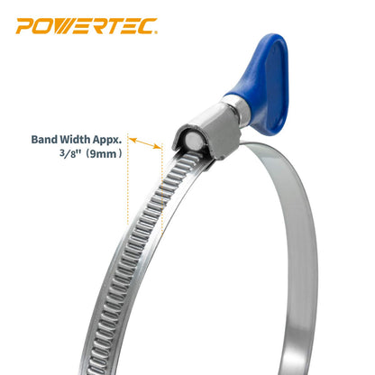 POWERTEC 70262V Abrazadera de manguera para llave de 2-1/2 Pulgadas Ajustable Acero inoxidable Abrazadera de manguera para colector de polvo y secadora manguera de venta, Abrazadera de tubo RV