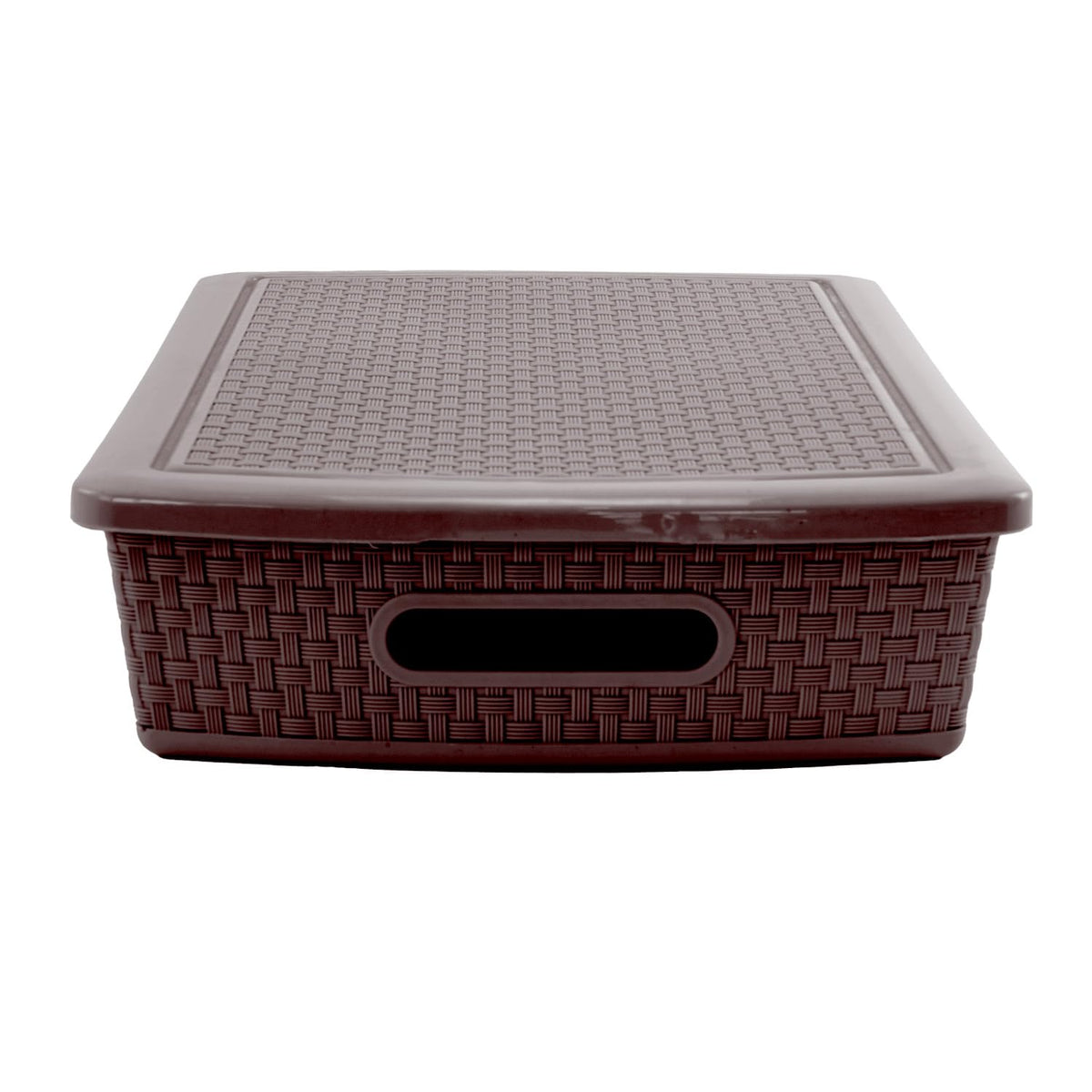 Guateplast - Set de 3 Cestas Plásticas Rectangulares de 12 Litros | Contenedores Plásticos para Organizar el Hogar | Organizadores | Cajas de Plástico | Color Chocolate