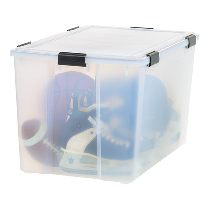 IRIS USA Contenedor de 156 Qt con Tapa Hermética, Claro/Negro | El sello WeatherPro protege artículos voluminosos para mudanzas, garajes, áticos y sótanos. - 147.6 L - Individual