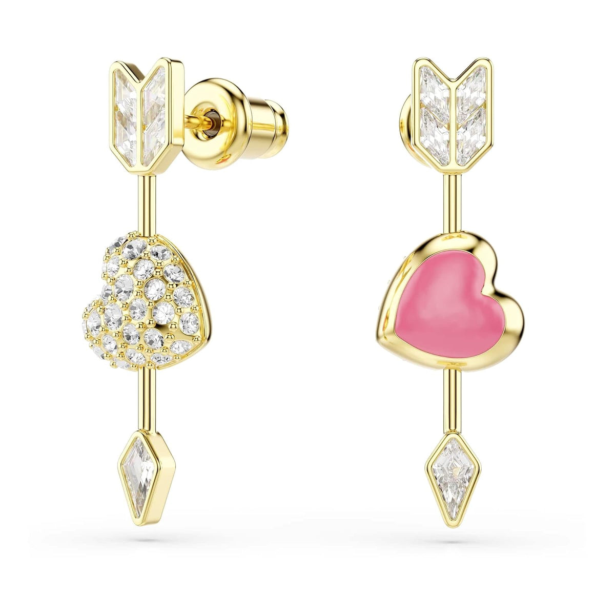 Swarovski Idyllia - Pendientes de gota con forma de corazón con flecha, color blanco