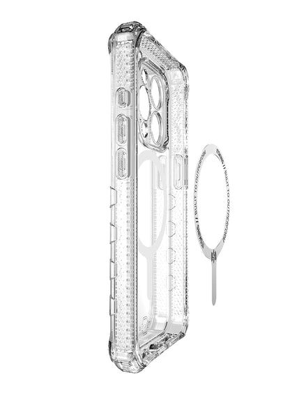 ItSkins Supreme R Clear Funda con MagSafe Compatible con iPhone 15 Pro MAX, Protección Caídas 4.5m, Bordes Elevados, Defensa Antimicrobiana - Transparente