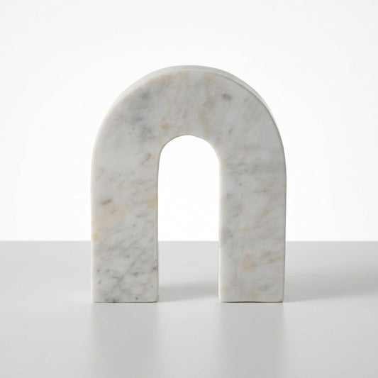 Sagebrook Home Mármol, Herradura de 7 Pulgadas de Alto, Decoración de Mesa, Blanco, Contemporáneo, 6 Pulgadas de Largo x 2 Pulgadas de Ancho