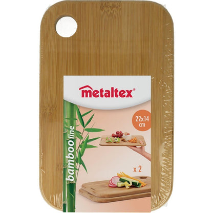 Metaltex 569704 Set de 2 Tablas para Cortar de Bamboo, Medida 22 x 14 cm