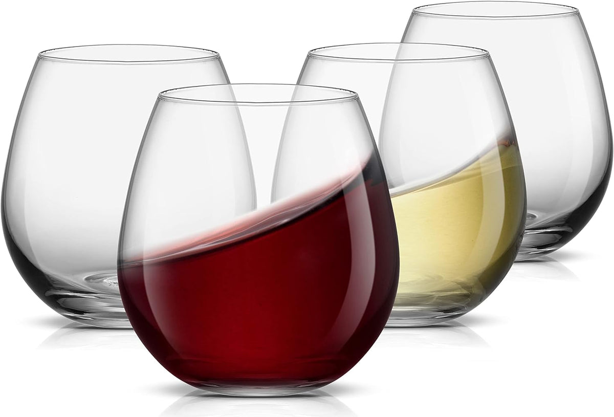 JoyJolt Spirits - Copas de vino sin tallo para vino tinto o blanco (juego de 4 unidades)