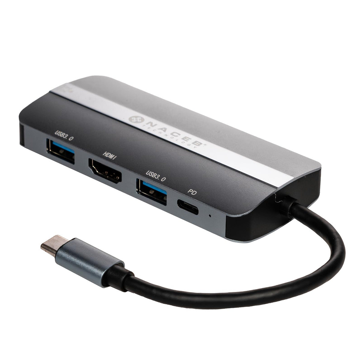 NACEB Technology - Hub USB-C 8 En 1 para Laptop - HDMI 4K RJ45 Ethernet 3 USB 3.0 Lector SD TF Carga PD 100W - NA-0129 Gris