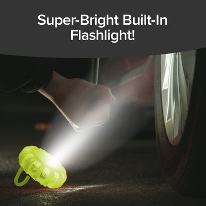 Lizard Flare 6 Pack Flameless Roadside Emergency Light, AS-SEEN-ON-TV, 360° of Visibility, 9 Safety Modes with 15 High-Intensity LEDs, Hook,Hang or Stand, Built-in Flashlight, Green, 6 In.
