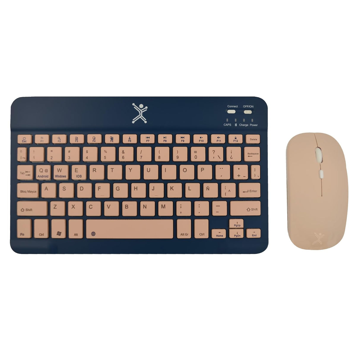 Perfect Choice Kit de Teclado y Mouse Bluetooth Inalámbrico Recargable de Diseño Compacto Genova (Azul)