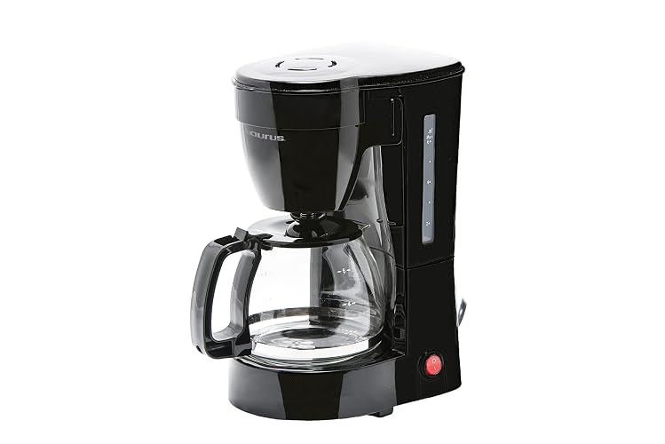 TAURUS COFFEE MAX 6, Cafetera de Goteo con Filtro Permanente, 600 ml, Cafetera 6 Tazas, Anti-goteo, 650 W, Jarra de vidrio, Placa calefactora, Interruptor luminoso