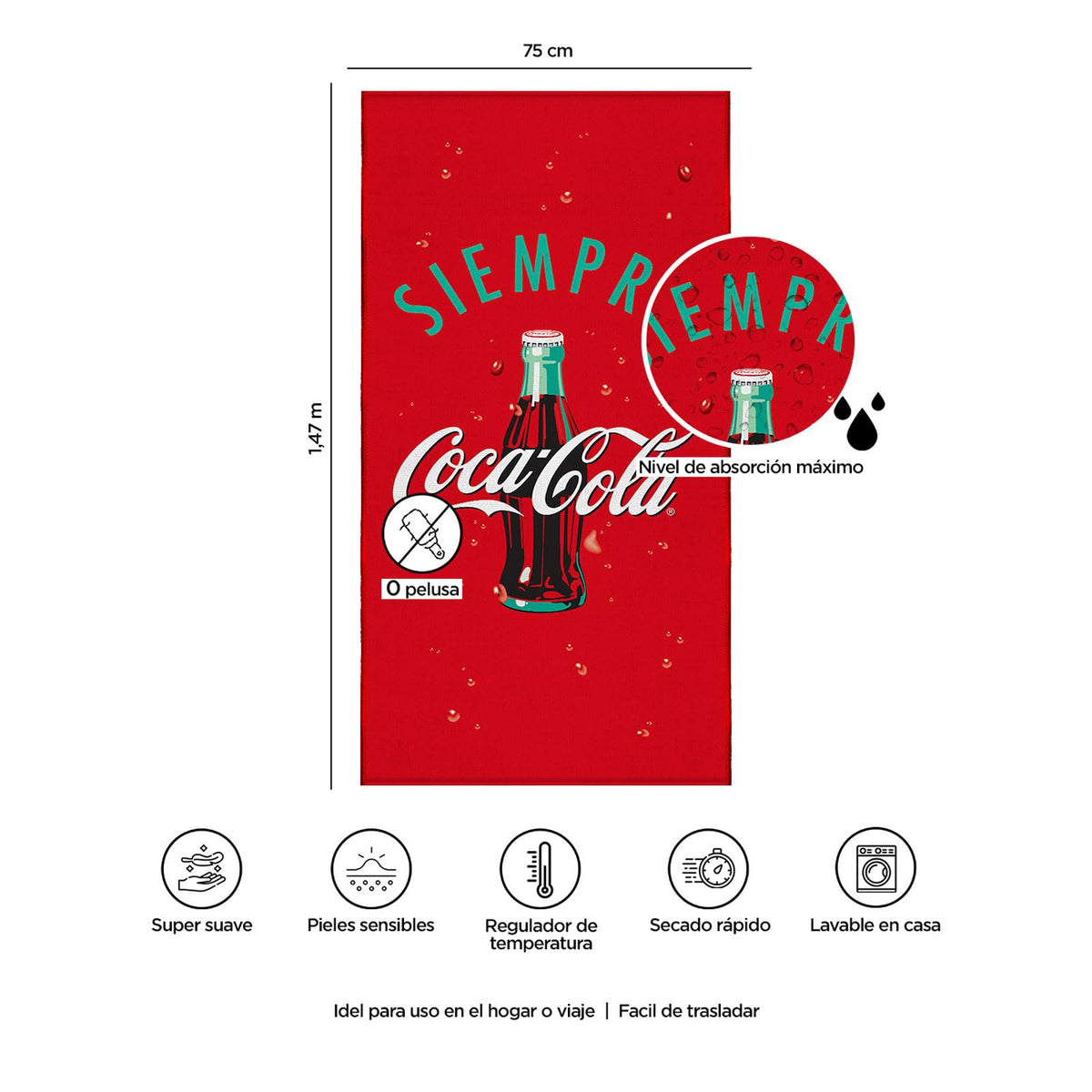 Providencia Toalla Premium para Baño 75x147cm Coca-Cola Siempre