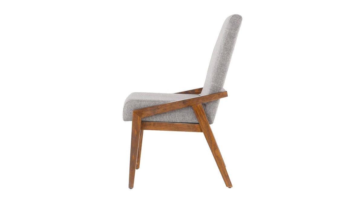 TUGOW Silla de Comedor Tapizada Color Gris y Nogal - Madera de Pino y Tapíz