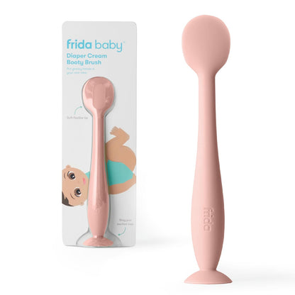 Frida Baby Espátula para Crema de Pañal de Silicona | Rosa, 100% silicona, sin BPA, higiénico, base de ventosa, fácil limpieza