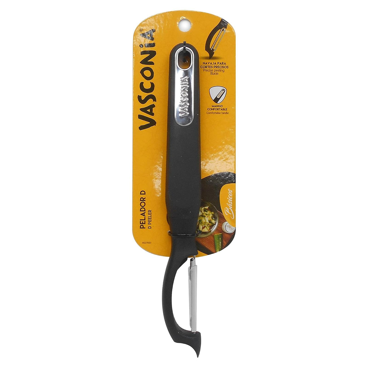 Vasconia - Exprimidor Grande de Limones Básicos Color Negro, Hecho de Aluminio Anodizado de Gran Resistencia + 4027693 Pelador en D de Frutas y Verduras, Negro, One Size