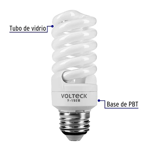 Volteck F-15EMX4, Lámpara 15 W, espiral mini, luz día, T2, en blíster 4 piezas