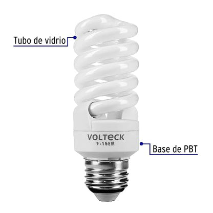 Volteck F-15EMX4, Lámpara 15 W, espiral mini, luz día, T2, en blíster 4 piezas