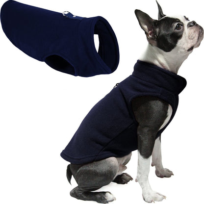 Gooby Chaleco de Forro Polar para Perro con Correa Integrada - Medium chest (~13.5") - Marino