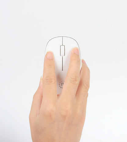 Manhattan 190329 Mouse Óptico Inalámbrico USB Blanco 1200 dpi con Nano Receptor | Mouse Ergonómico Ambidiestro para PC y Mac, Accesorios para Computadora y PC Gamer