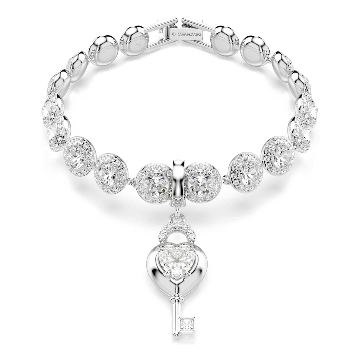 Swarovski Colección Idyllia, brazalete, brillos mixtos, corazón, rosa, acabado en metal mixto