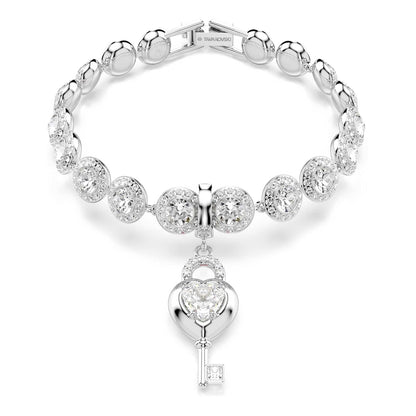 Swarovski Colección Idyllia, brazalete, brillos mixtos, corazón, rosa, acabado en metal mixto